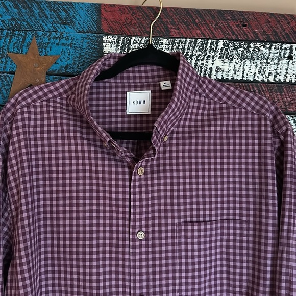Row M Men's Purple Checkered Long Sleeve Button Down Shirt Size XL - Picture 8 of 8